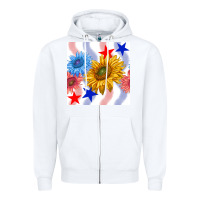 White patriotic sunflowers Zipper Hoodie - BundleAndBundleShop