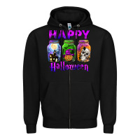 Black happy halloween Zipper Hoodie - JahusDesignShop