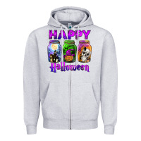 Heather Grey happy halloween Zipper Hoodie - JahusDesignShop
