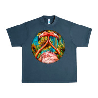 Midnight Navy flamingos with western background Urban Heavy Tee - BarkalooDesign
