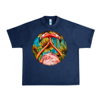 Navy flamingos with western background Urban Heavy Tee - BarkalooDesign