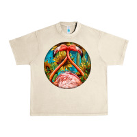Flamingos With Western Background Urban Heavy Tee | Teevron