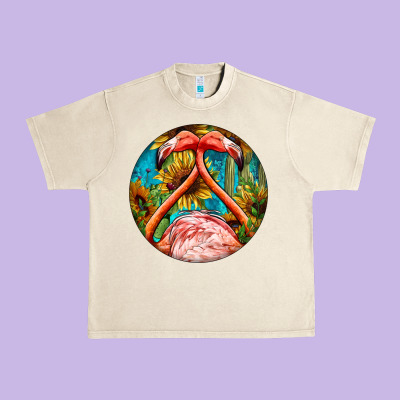 Flamingos With Western Background Urban Heavy Tee Designed By Barkaloodesign