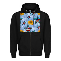 Black patriotic stars and sunflower Zipper Hoodie - BundleAndBundleShop