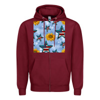 Burgundy patriotic stars and sunflower Zipper Hoodie - BundleAndBundleShop