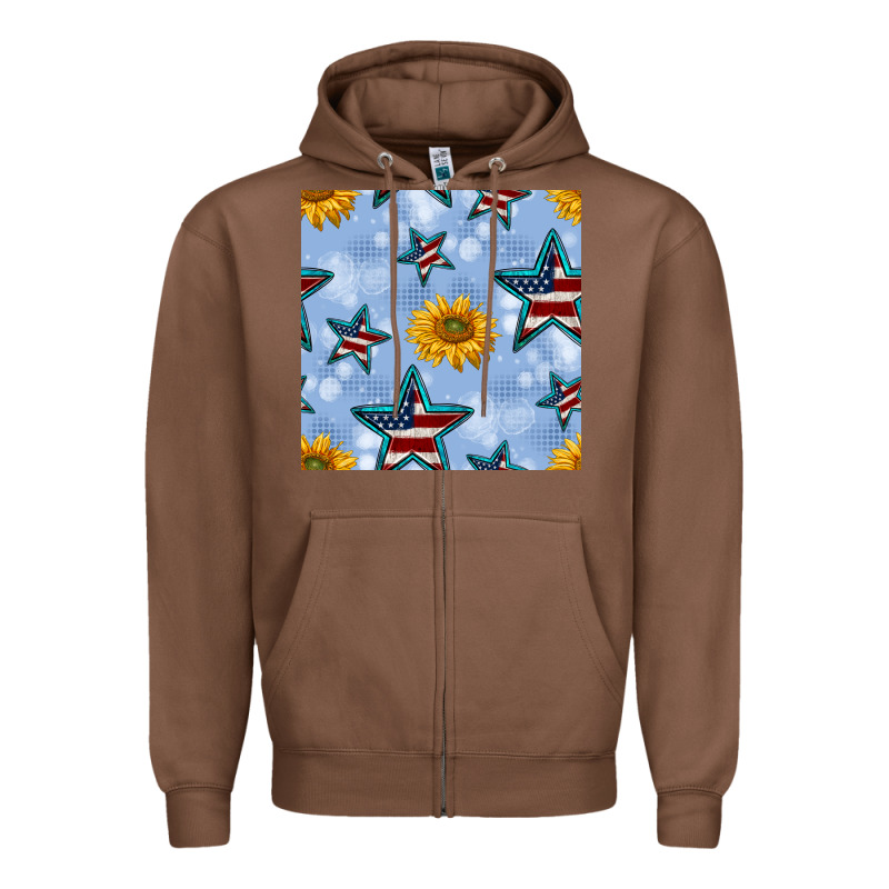 Patriotic Stars And Sunflower Zipper Hoodie by BundleAndBundleShop | Teevron