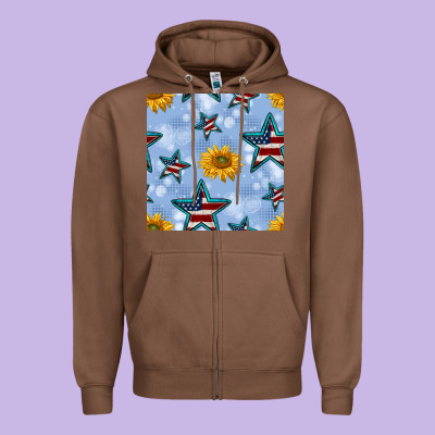 Patriotic Stars And Sunflower Zipper Hoodie Designed By Bundleandbundleshop