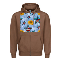 Chestnut patriotic stars and sunflower Zipper Hoodie - BundleAndBundleShop