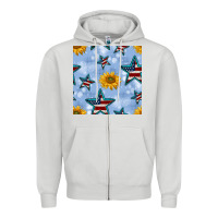 Dove Grey patriotic stars and sunflower Zipper Hoodie - BundleAndBundleShop