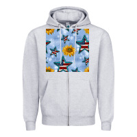 Heather Grey patriotic stars and sunflower Zipper Hoodie - BundleAndBundleShop
