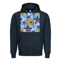Navy patriotic stars and sunflower Zipper Hoodie - BundleAndBundleShop