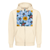 Sandshell patriotic stars and sunflower Zipper Hoodie - BundleAndBundleShop