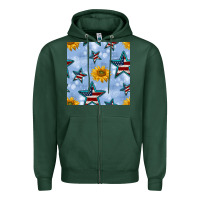 Sports Green patriotic stars and sunflower Zipper Hoodie - BundleAndBundleShop