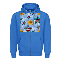 True Royal patriotic stars and sunflower Zipper Hoodie - BundleAndBundleShop