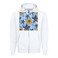 White patriotic stars and sunflower Zipper Hoodie - BundleAndBundleShop