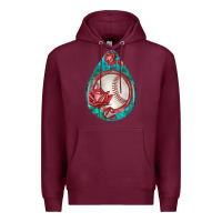 Burgundy baseball and western roses teardrop  7 Premium Hoodie - BundleAndBundleShop