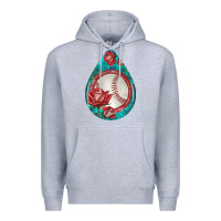 Heather Grey baseball and western roses teardrop  7 Premium Hoodie - BundleAndBundleShop