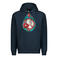 Navy baseball and western roses teardrop  7 Premium Hoodie - BundleAndBundleShop
