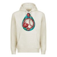 Oatmeal Heather baseball and western roses teardrop  7 Premium Hoodie - BundleAndBundleShop