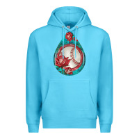 Ocean Blue baseball and western roses teardrop  7 Premium Hoodie - BundleAndBundleShop