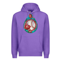 Purple baseball and western roses teardrop  7 Premium Hoodie - BundleAndBundleShop
