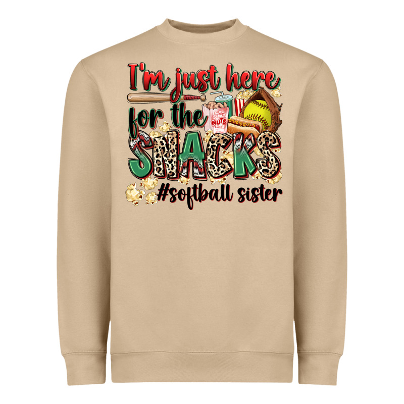 I'm Just Here For The Snacks #softball Sister Heavyweight Sweatshirt by Zillion Design Studio | Teevron