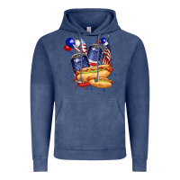 Vintage Denim hotdog with beers billie wilder Vintage Hoodie - texasbilliewilder