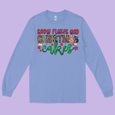Snowflakes And Christmas Cakes Long Sleeve Tee Designed By Jahusdesignshop