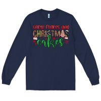 Navy Snowflakes and Christmas cakes Long Sleeve Tee - JahusDesignShop