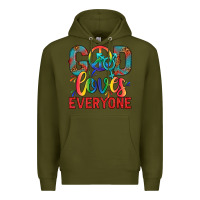 Army Green Lgbtq God Loves Everyone With Unicorn Premium Hoodie - BundleAndBundleShop