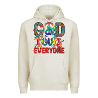 Oatmeal Heather Lgbtq God Loves Everyone With Unicorn Premium Hoodie - BundleAndBundleShop
