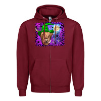 Burgundy highland cow halloween Zipper Hoodie - JahusDesignShop