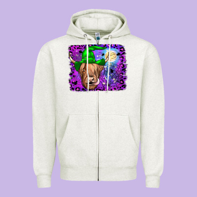 Highland Cow Halloween Zipper Hoodie Designed By Jahusdesignshop