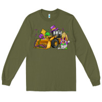 Army Green mardi gras gnome bulldozer Long Sleeve Tee - JahusDesignShop
