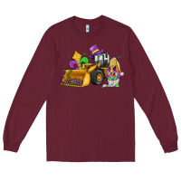 Burgundy mardi gras gnome bulldozer Long Sleeve Tee - JahusDesignShop