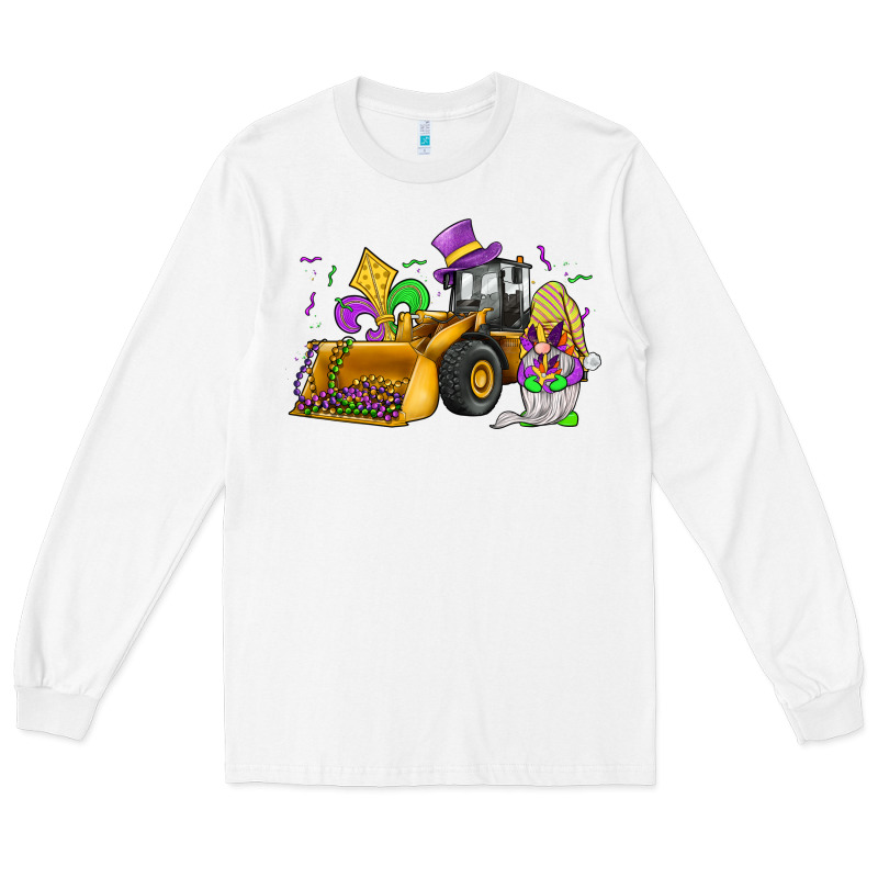 Mardi Gras Gnome Bulldozer Long Sleeve Tee by JahusDesignShop | Teevron
