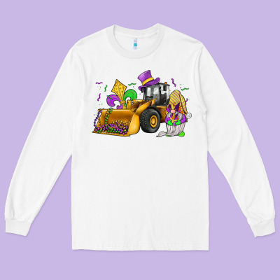 Mardi Gras Gnome Bulldozer Long Sleeve Tee Designed By Jahusdesignshop