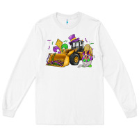 White mardi gras gnome bulldozer Long Sleeve Tee - JahusDesignShop