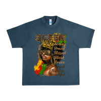 Midnight Navy afro queen juneteenth Urban Heavy Tee - HRA Design Shop