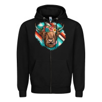 Black highland cow serape Zipper Hoodie - JahusDesignShop