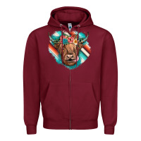 Burgundy highland cow serape Zipper Hoodie - JahusDesignShop