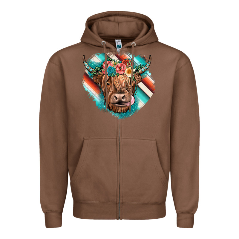 Highland Cow Serape Zipper Hoodie by JahusDesignShop | Teevron