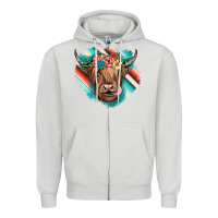 Dove Grey highland cow serape Zipper Hoodie - JahusDesignShop