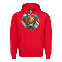 Red highland cow serape Zipper Hoodie - JahusDesignShop