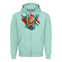 Seafoam highland cow serape Zipper Hoodie - JahusDesignShop