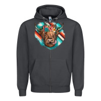 Smoke highland cow serape Zipper Hoodie - JahusDesignShop