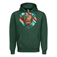 Sports Green highland cow serape Zipper Hoodie - JahusDesignShop