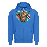 True Royal highland cow serape Zipper Hoodie - JahusDesignShop