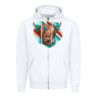 White highland cow serape Zipper Hoodie - JahusDesignShop