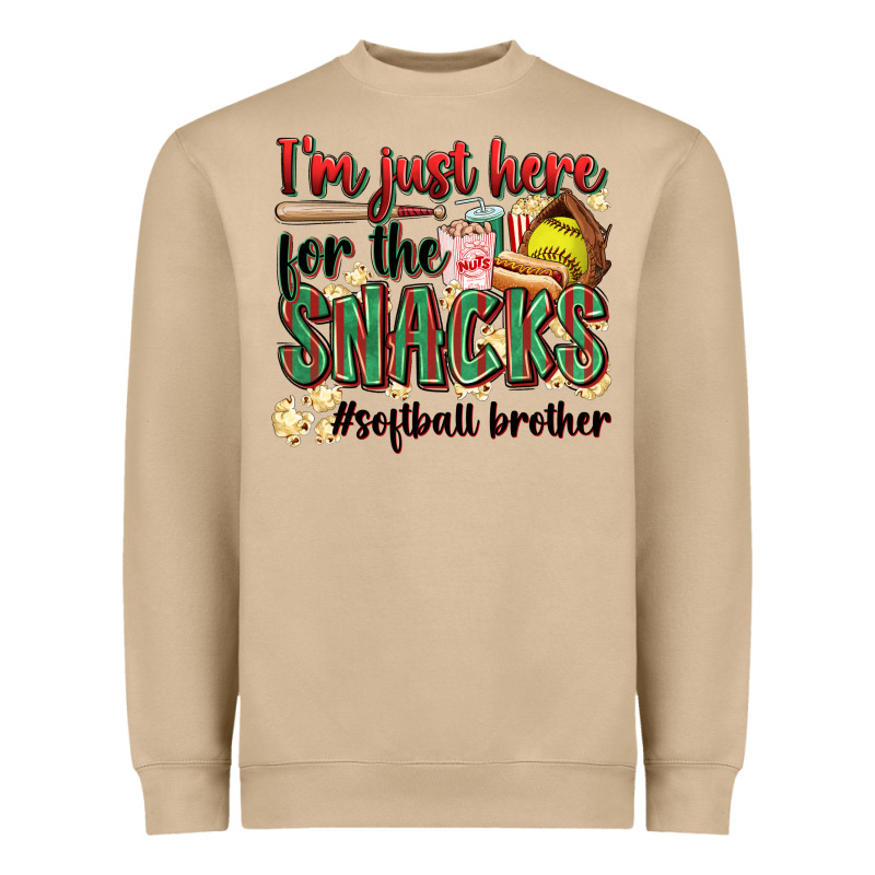 I'm Just Here For The Snacks #softball Brother Heavyweight Sweatshirt by Zillion Design Studio | Teevron